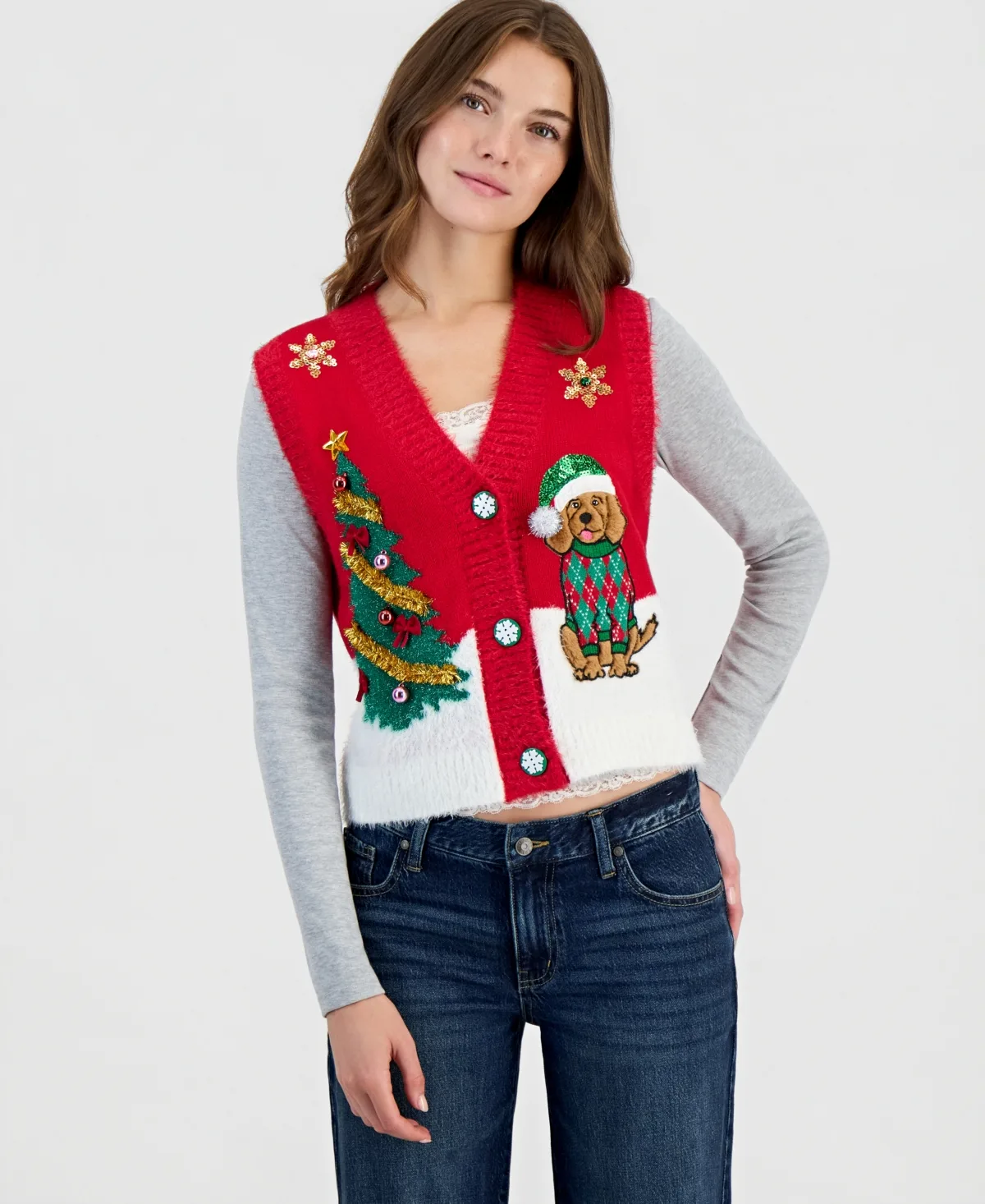 Dog Holiday V-Neck Vest by Hooked Up by Iot
