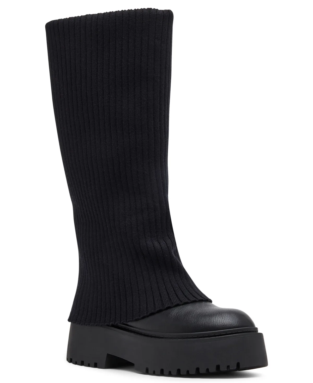 Dilemma Fold-Over Knit Lug-Sole Tall Boots by Madden Girl