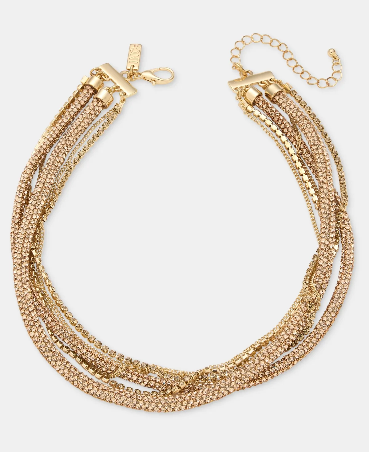 Glass Crystal Twisted Layered Link Necklace by INC International Concepts