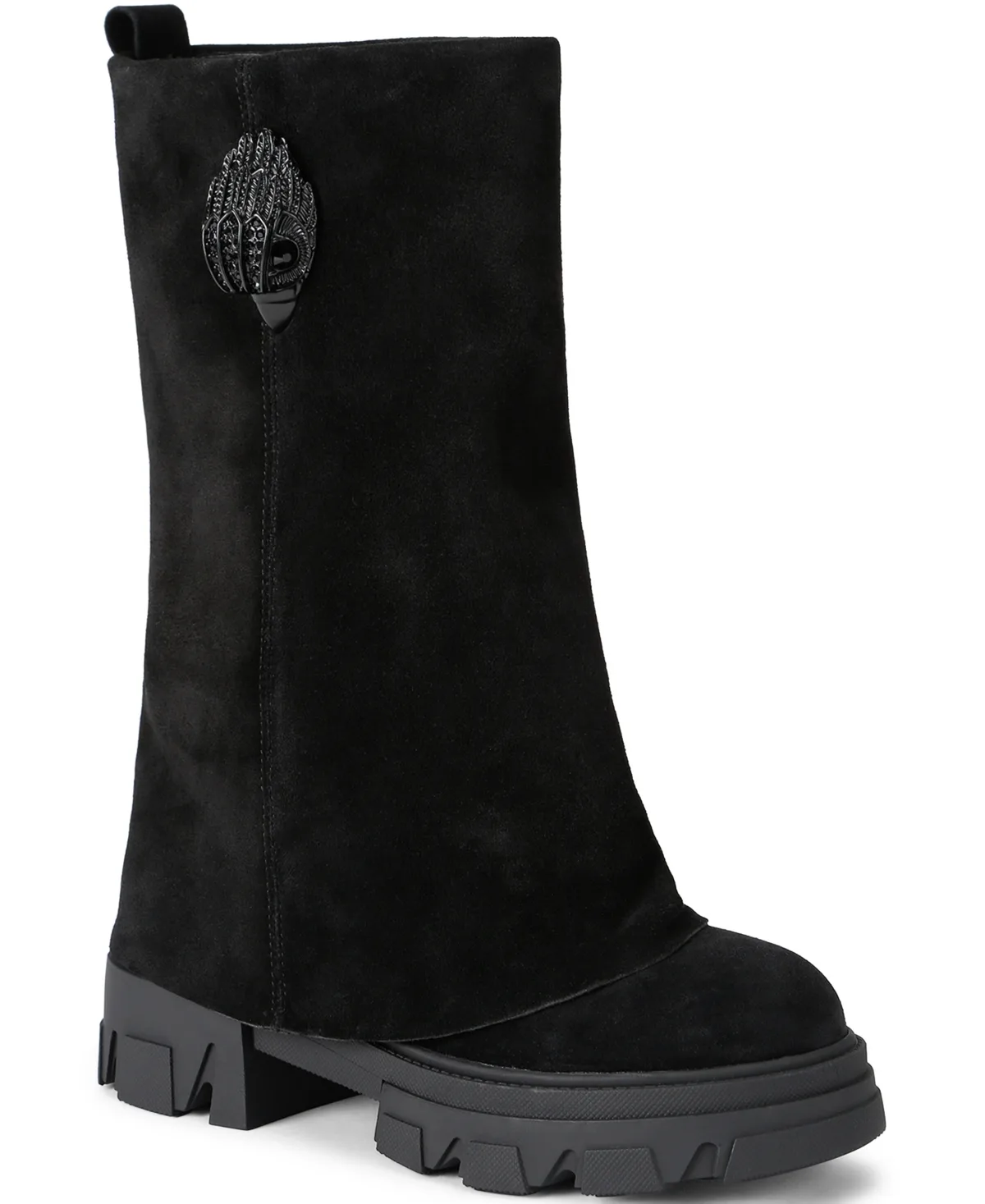 Stomp Foldover Suede Round-Toe Boots by Kurt Geiger