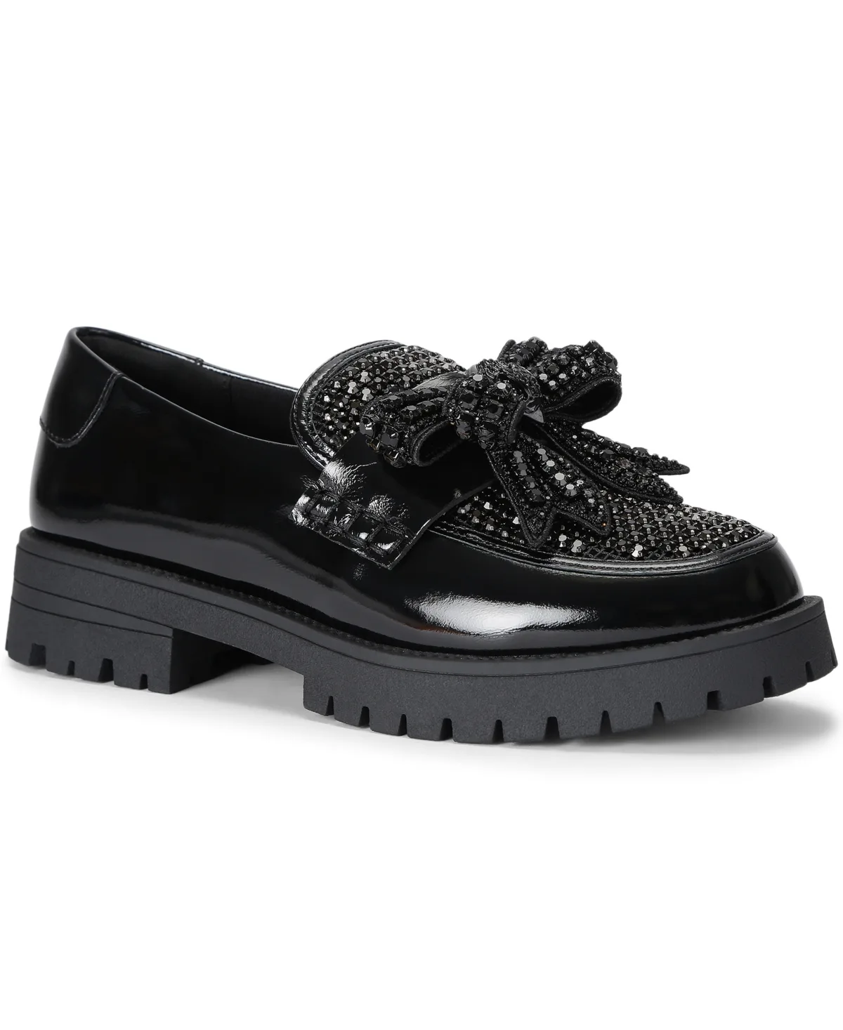 Bow Crystal Lug-Sole Leather Loafers by Kurt Geiger
