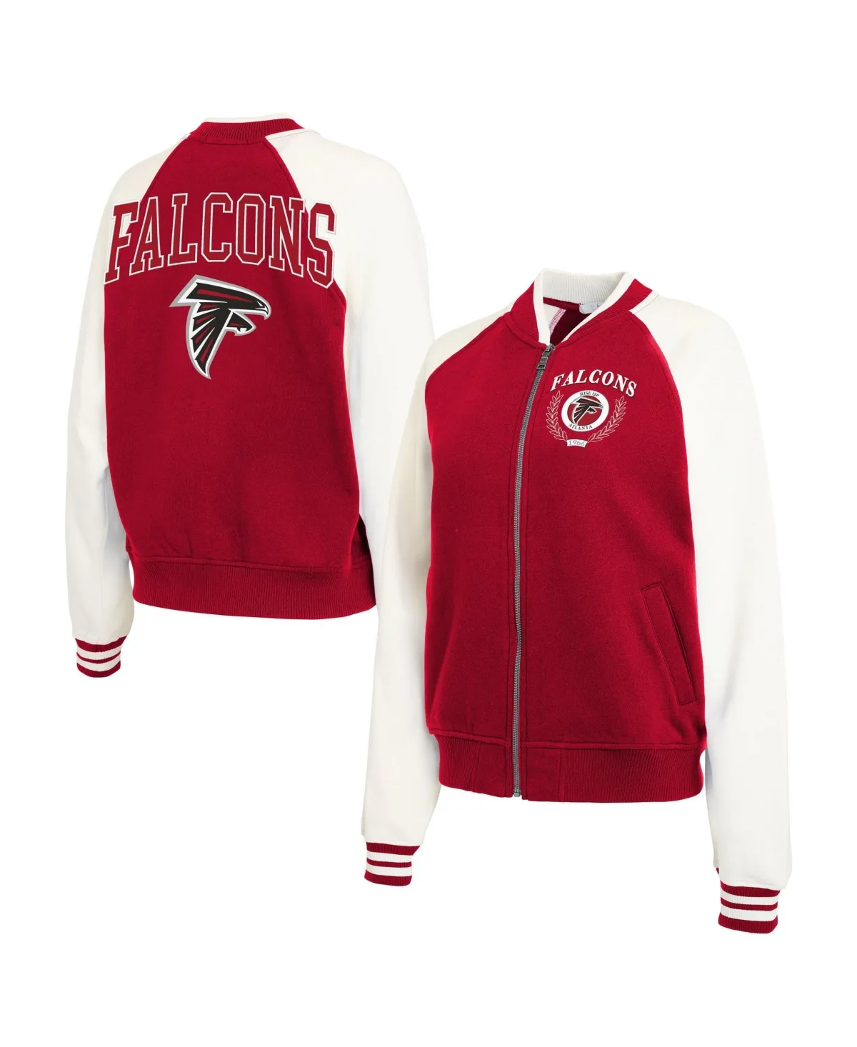 Atlanta Falcons Full-Zip Raglan-Sleeve Fleece Varsity Jacket by Wear by Erin Andrews