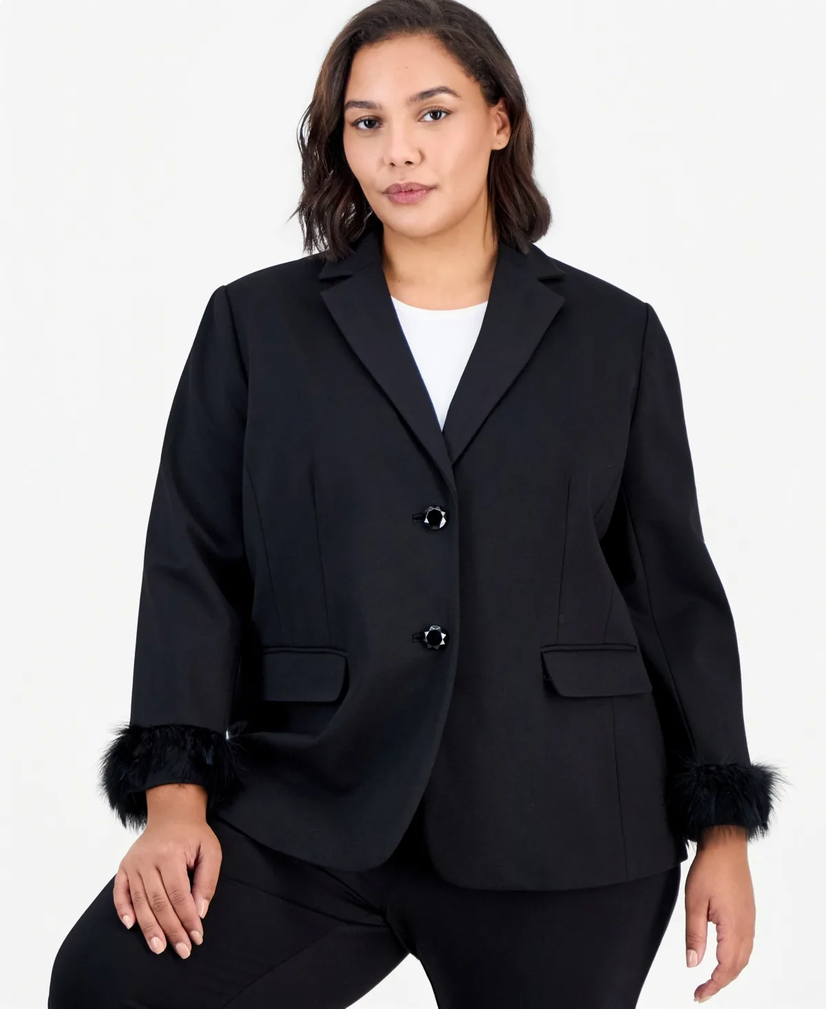 Notch-Collar 2-Button Blazer by Anne Klein