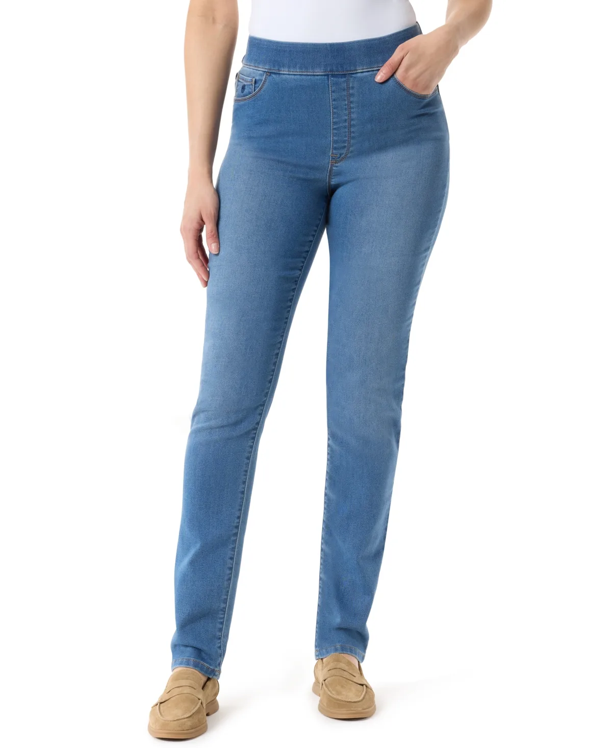 Amanda Pull-On High-Rise Straight-Leg Jeans by Gloria Vanderbilt