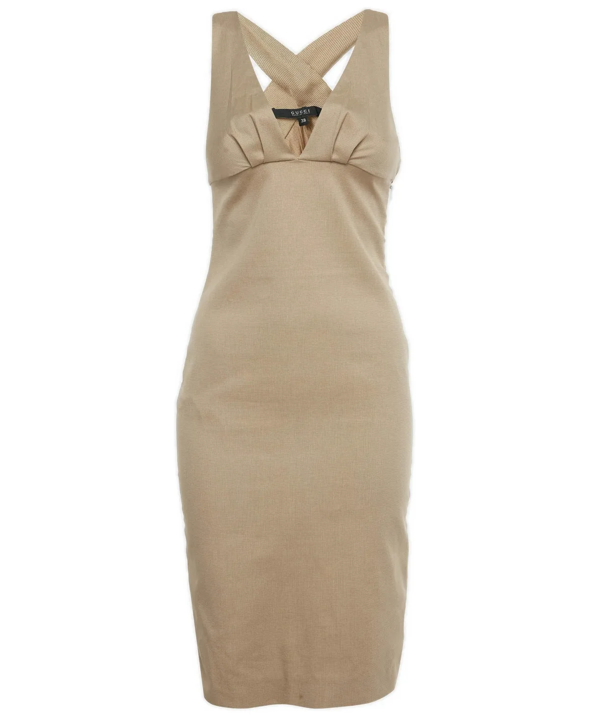 Pre-Owned Gucci Patterned Cotton Plunge Neck Midi Dress by Gucci