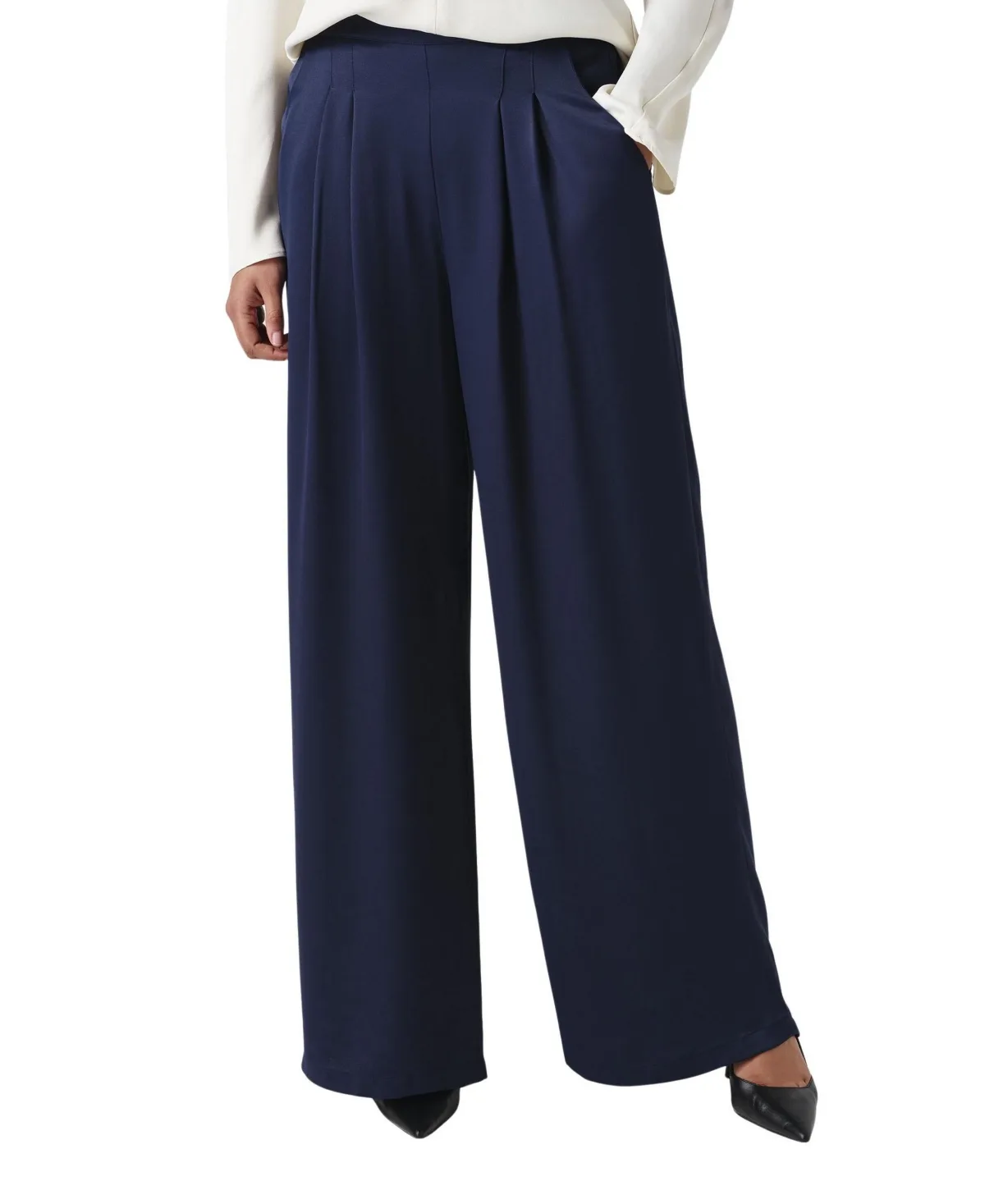 Andie Pleated Wide Leg Satin Trouser