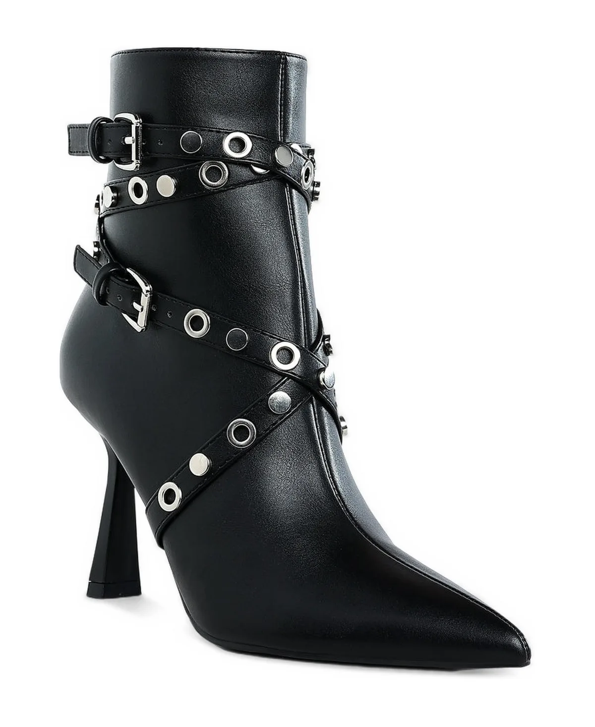 Jacinta Slim Flared Heel Strappy Boots by London Rag