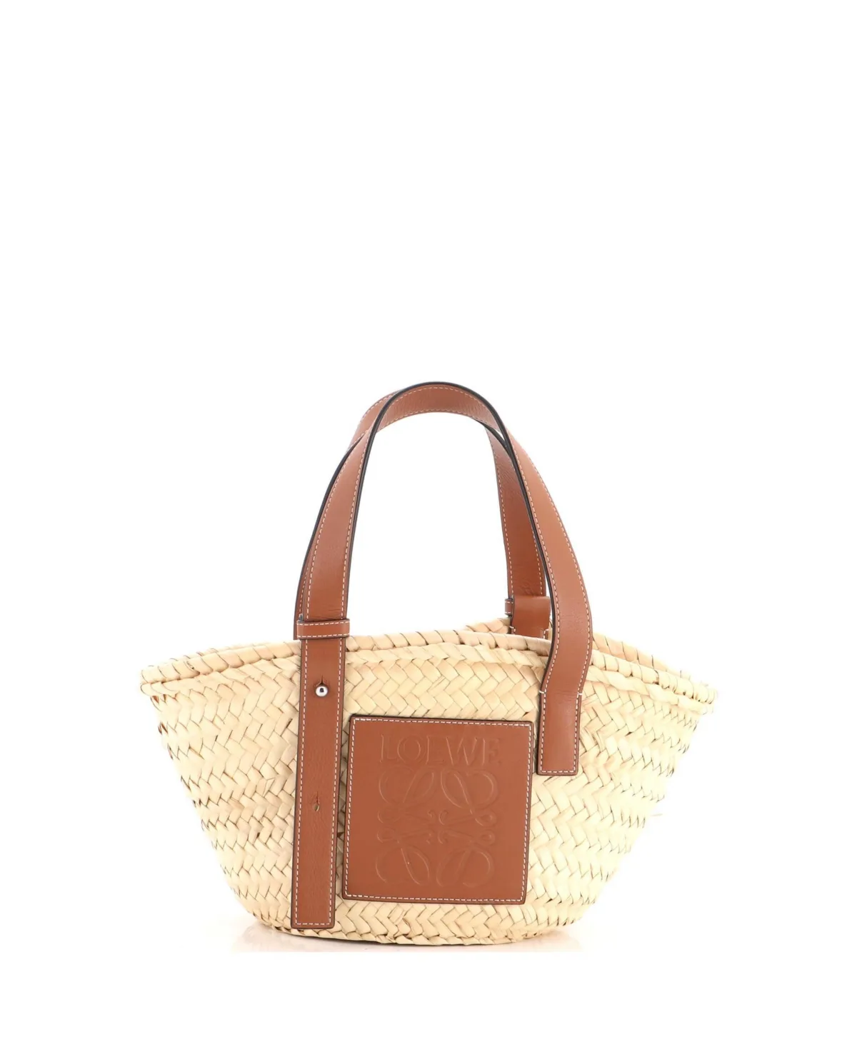 Pre-Owned Small Woven-Raffia Basket Tote by LOEWE