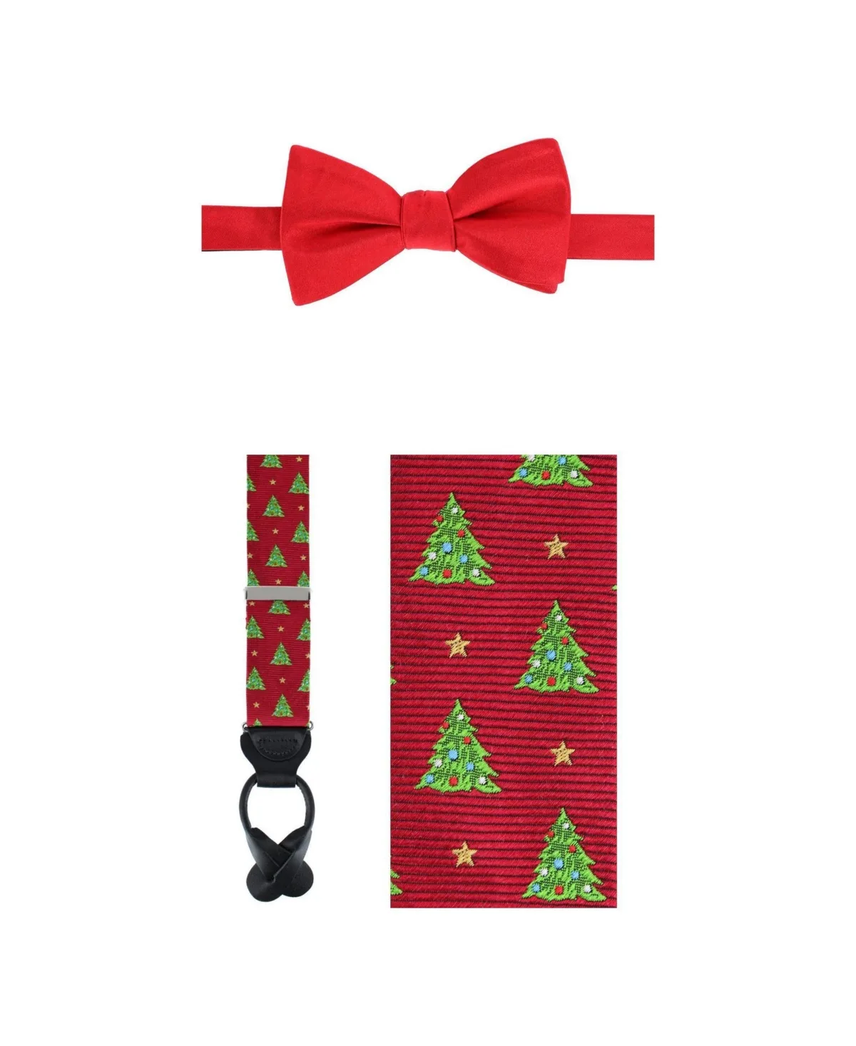 Holiday Elegance Bundle: Christmas Suspenders and Silk Bow Tie by Trafalgar