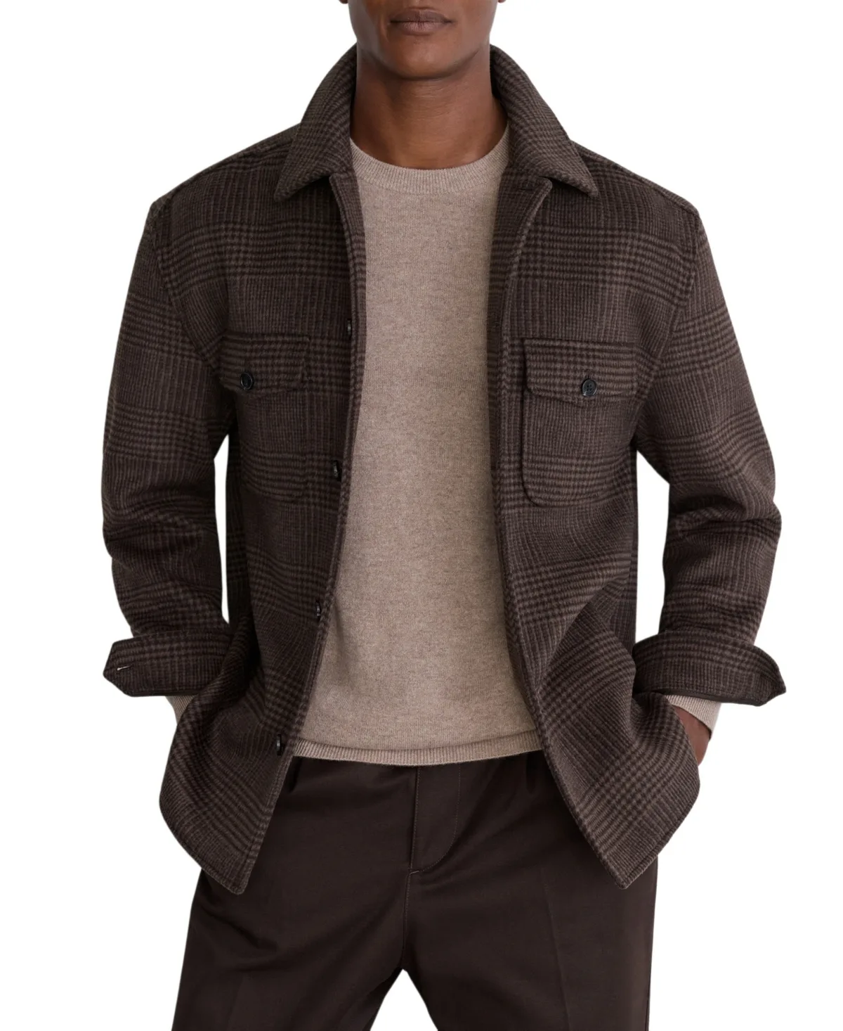 Liam Check Wool-Blend Classic-Fit Overshirt by Reiss
