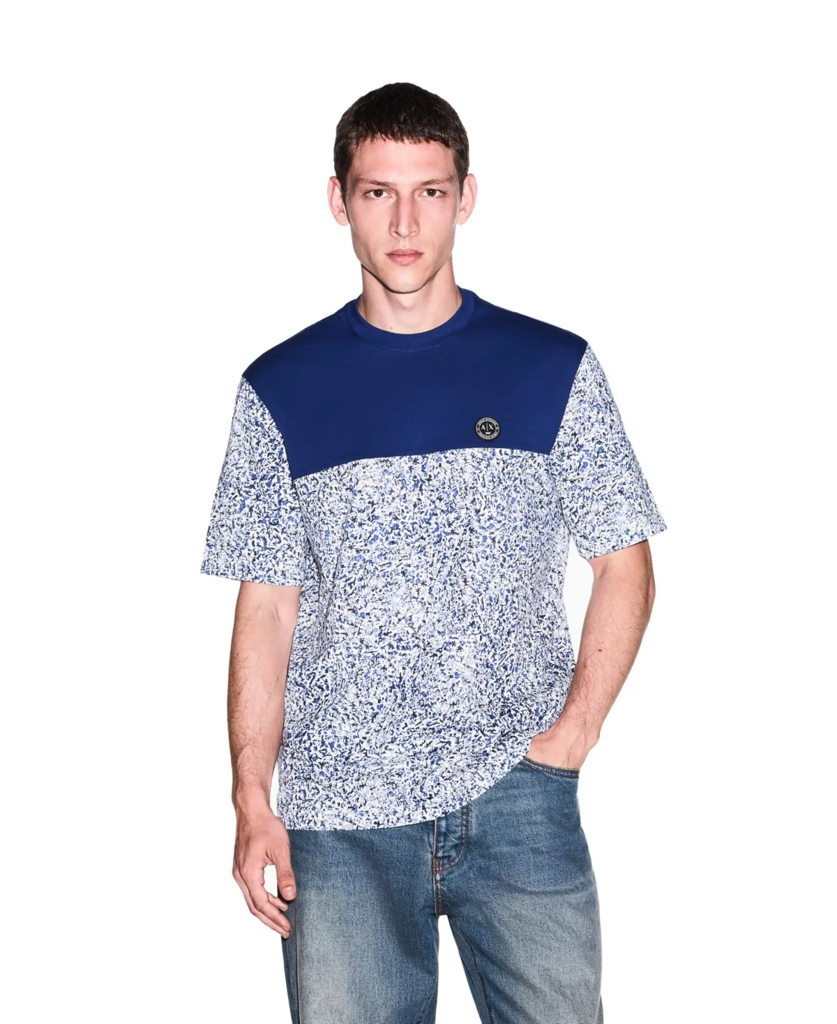 A - x Armani Exchange Colorblock-Print Crewneck T-Shirt by Armani