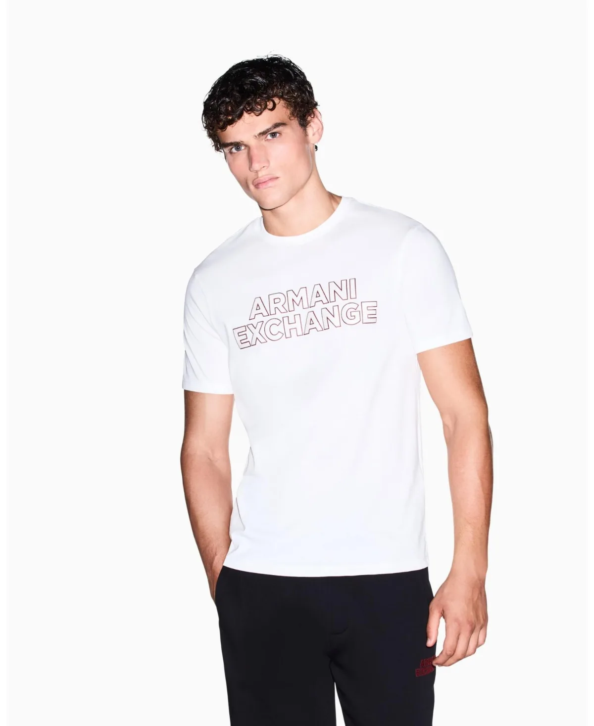 A - x Armani Exchange Statement Logo Slim-Fit Crewneck Cotton T-Shirt