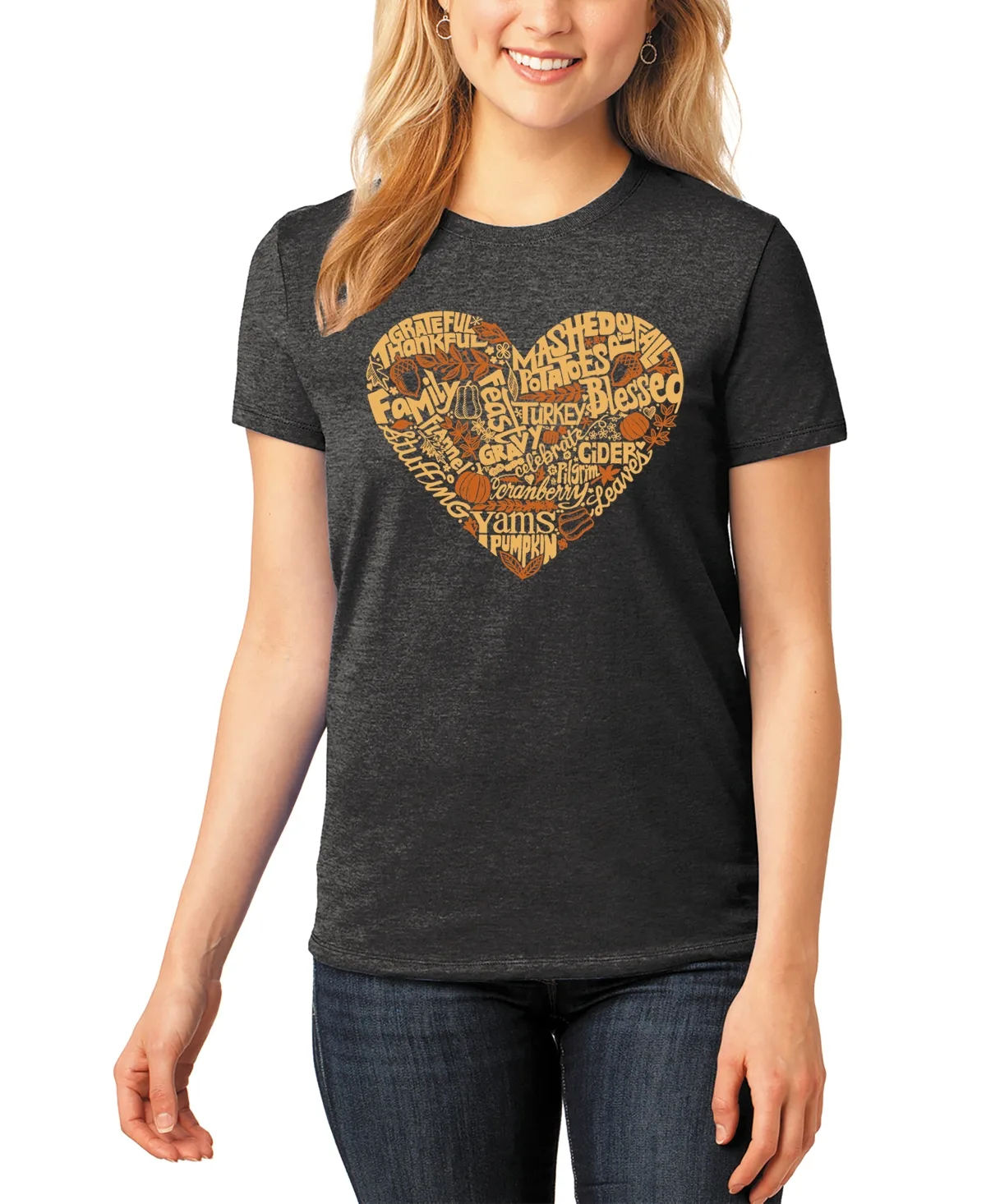 Thanksgiving Heart Premium Blend Word Art T-Shirt by LA Pop Art