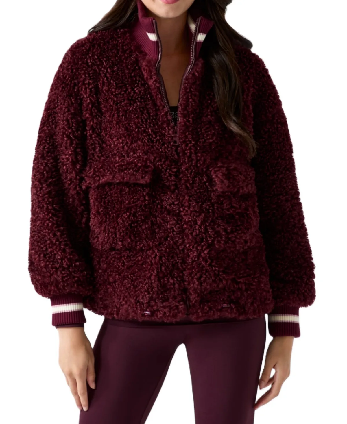 Muriel Faux Shearling Teddy Bomber-Collar Jacket by GUESS