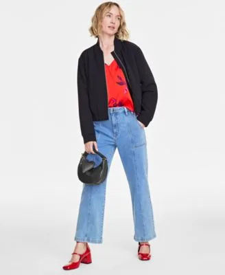 Bomber Jacket Tank Top Jeans Crossbody Pumps Hoop Earrings Created for Macys by On 34th