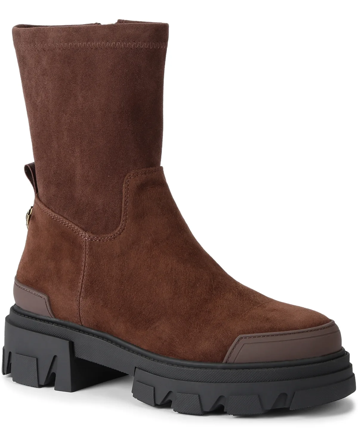Stomp Sock Ankle Boots - Dark Brown Combo by Kurt Geiger