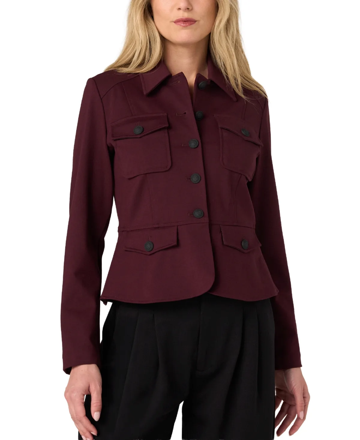 Peplum Ponte Knit Jacket by Liverpool Los Angeles