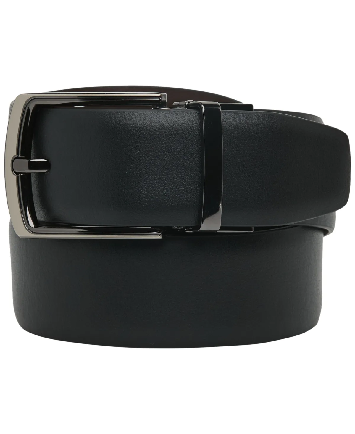 Portfolio Leather-Blend Half Moon Buckle Dress Belt by Perry Ellis