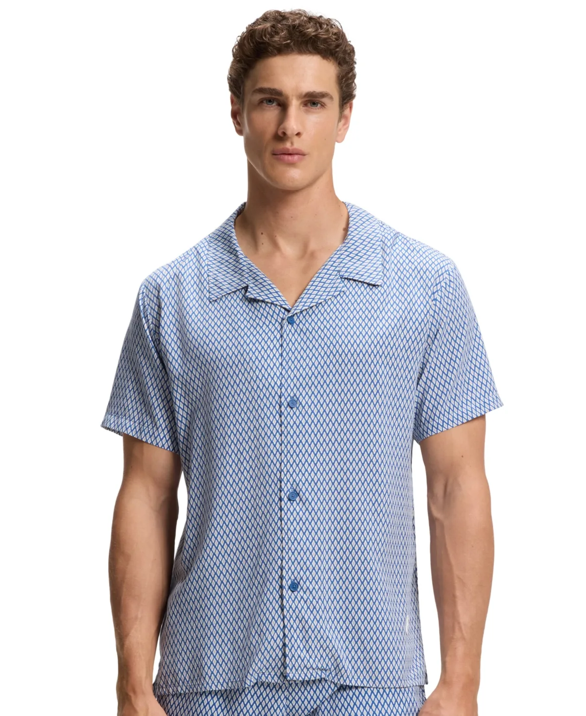 Boss by Hugo Boss Spread-Collar Mini-Pattern-Print Beach Shirt by Hugo Boss