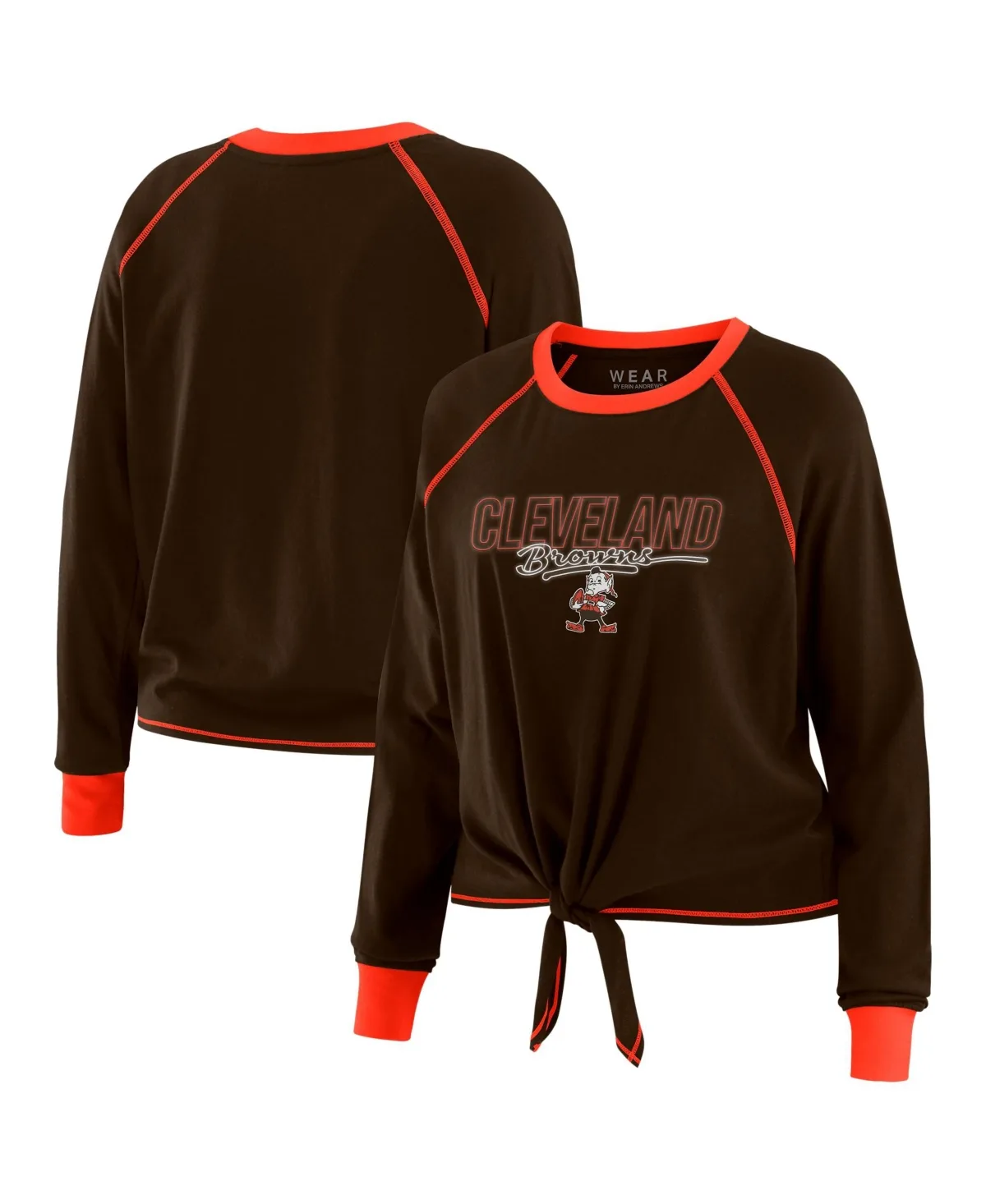 Cleveland Browns Tie-Front Raglan Long Sleeve T-Shirt by Wear by Erin Andrews