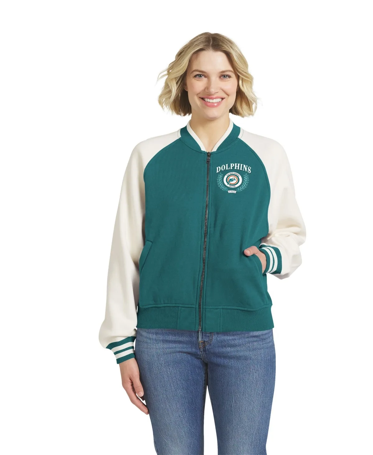 Miami Dolphins Varsity Fleece Jacket by Wear by Erin Andrews