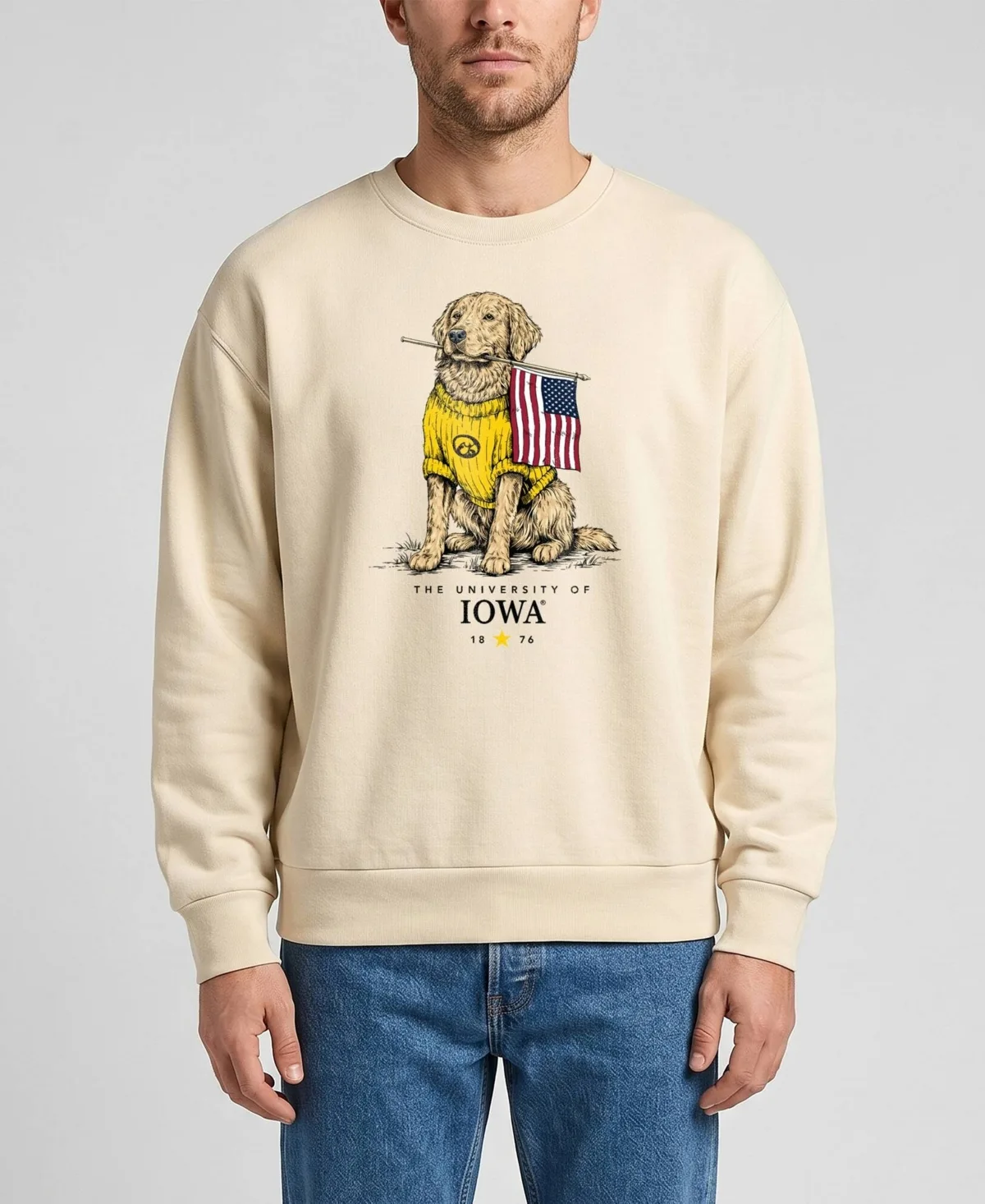 Iowa Hawkeyes Americana Good Boy Ribbed Premium Sweatshirt by Uscape Apparel