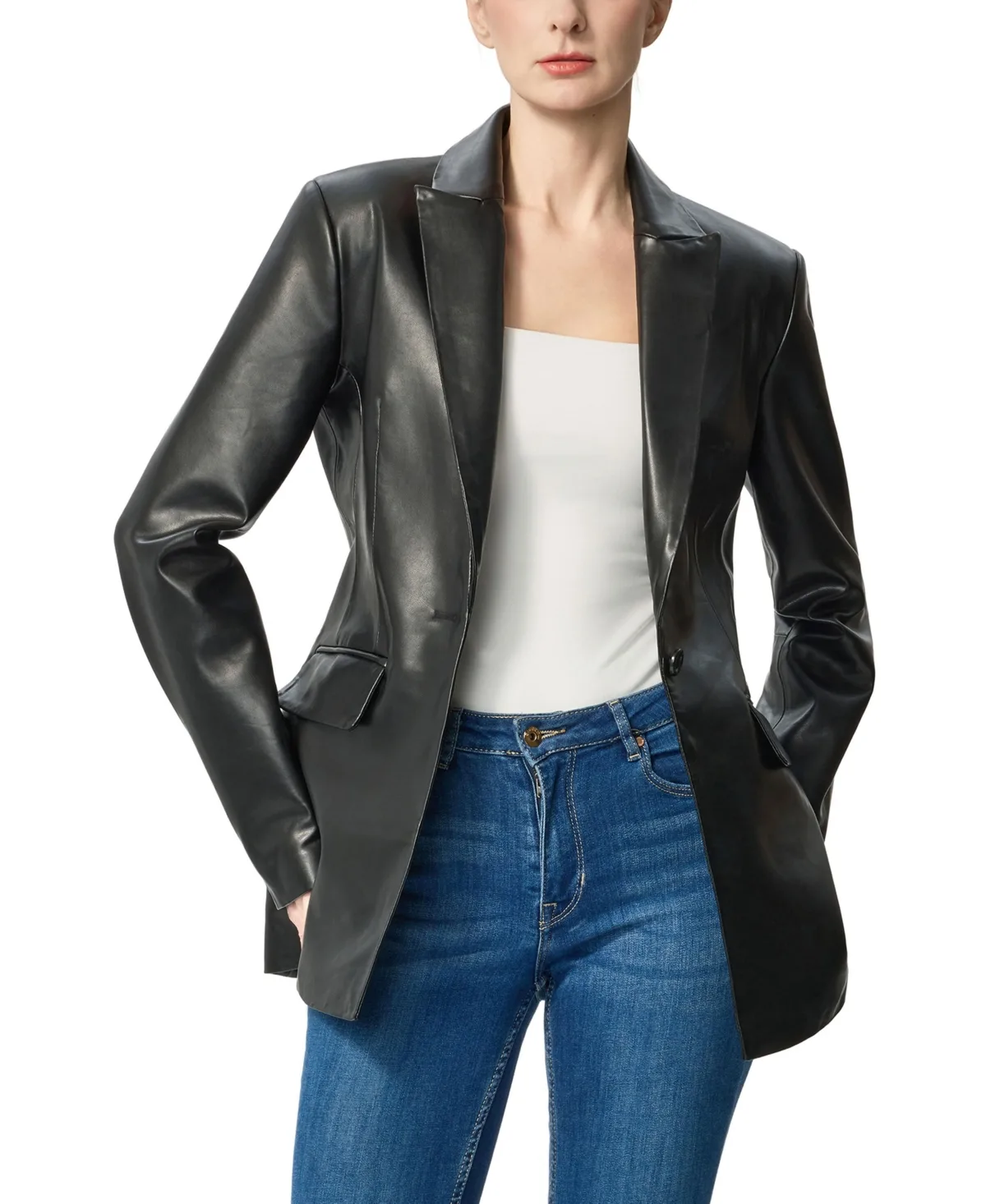 Alexie Leather Blazer by Kimi  Kai