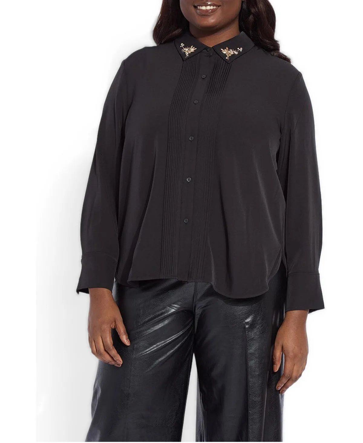 Lizeth Embellished Tuxedo Blouse by Lysse