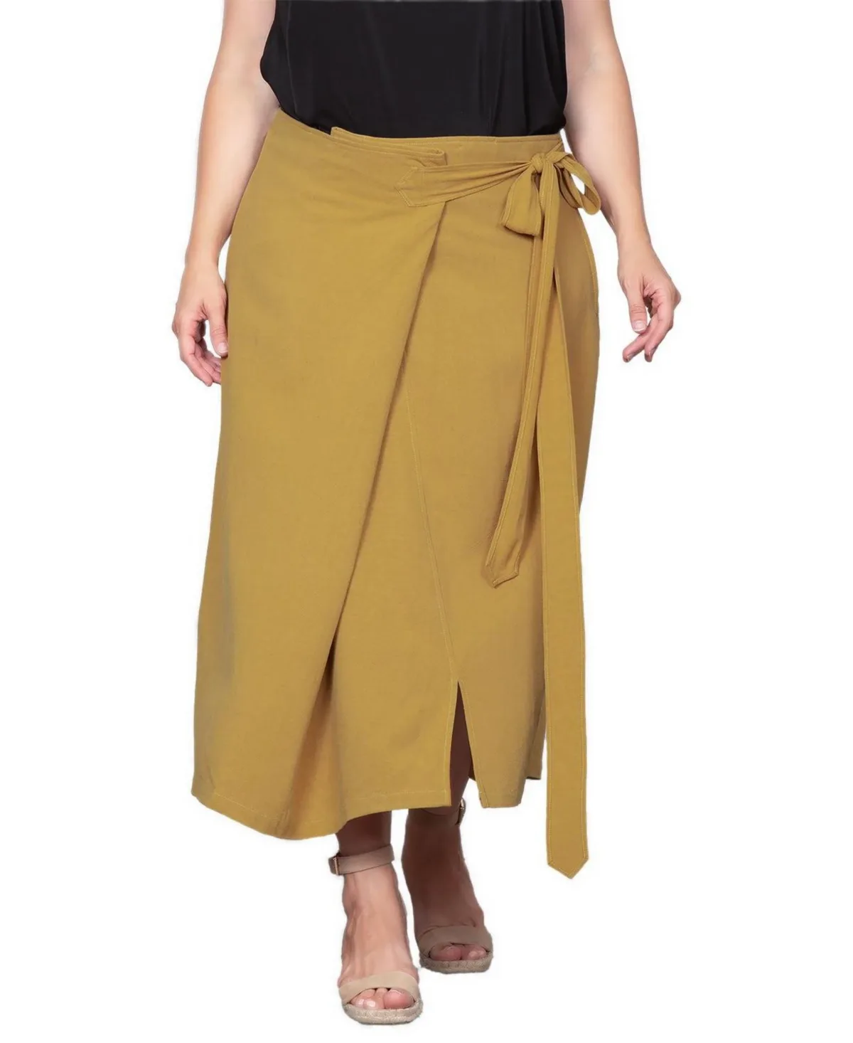 Self-Tie Wrap Maxi Side-Slit Skirt by Standards & Practices