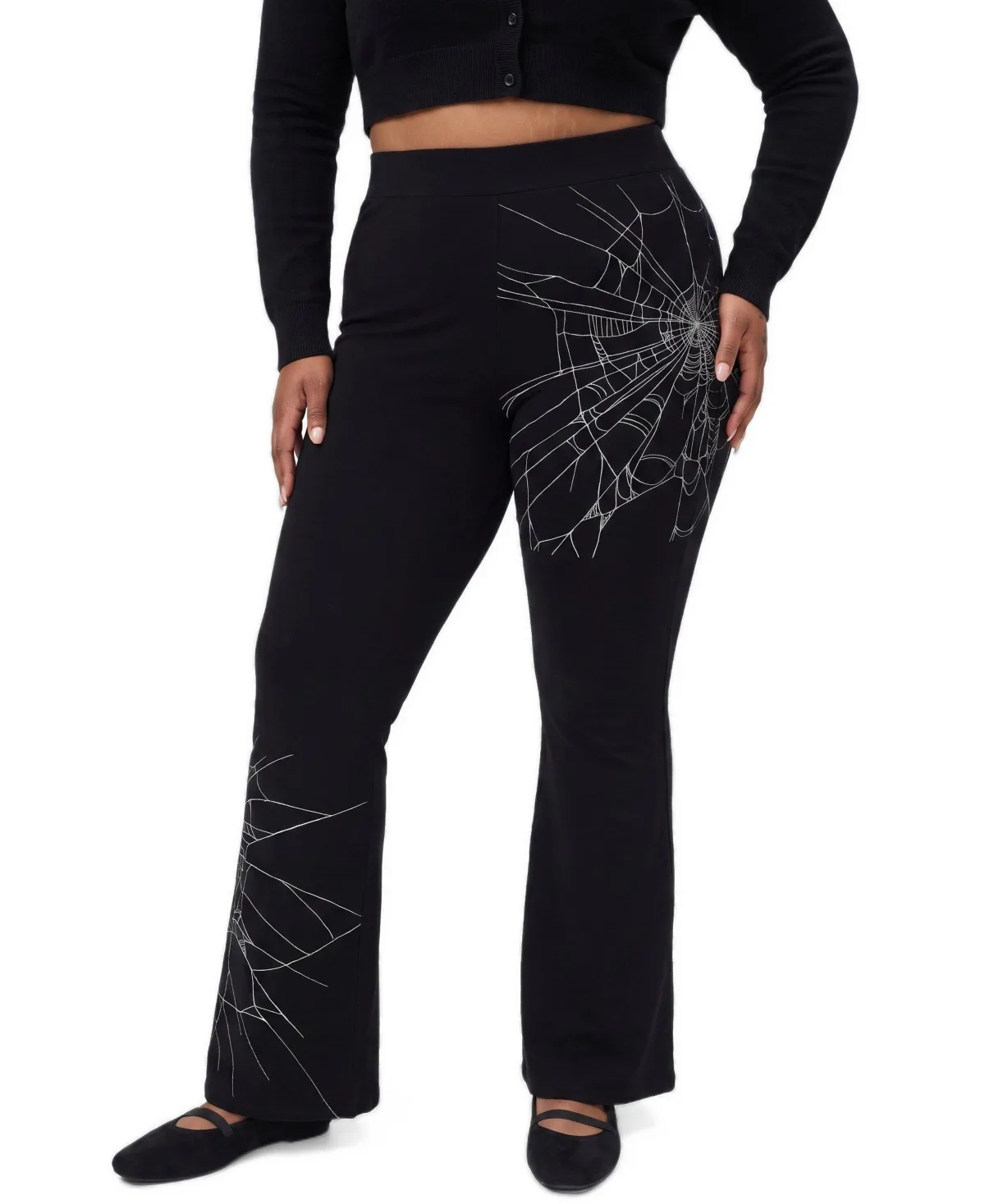 Web Flare High-Rise Flared Cotton-Blend Leggings by Torrid