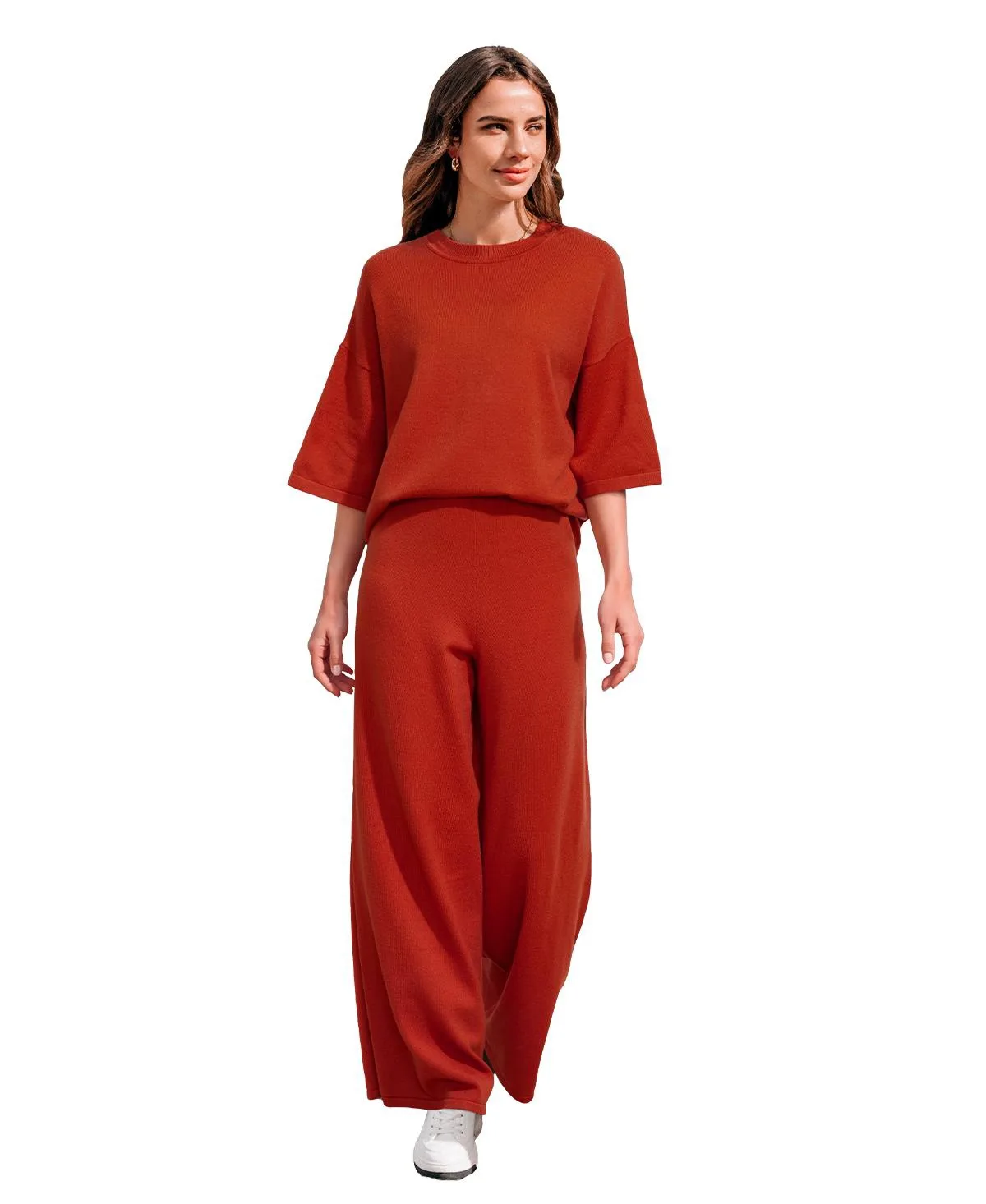Soft-Knit Short-Sleeve Wide-Leg Top and Pants, 2-Piece Set by Cupshe