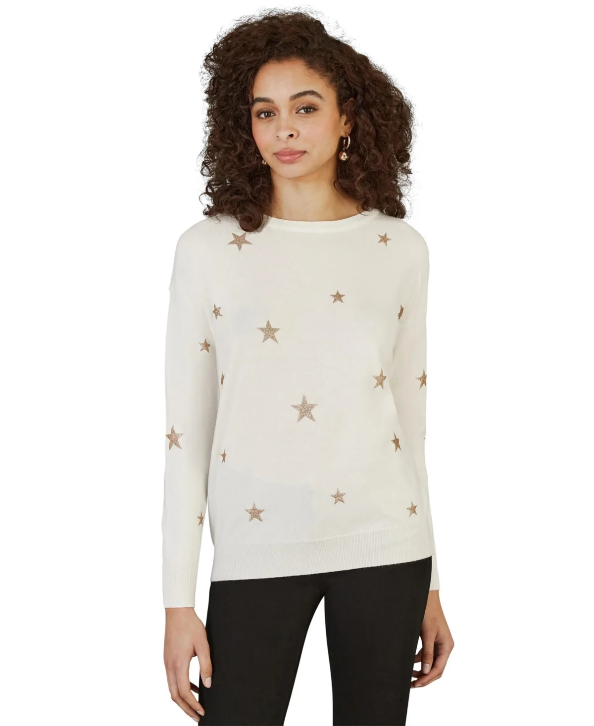 Foil Star Print Relaxed Fit Sweater by Yumi