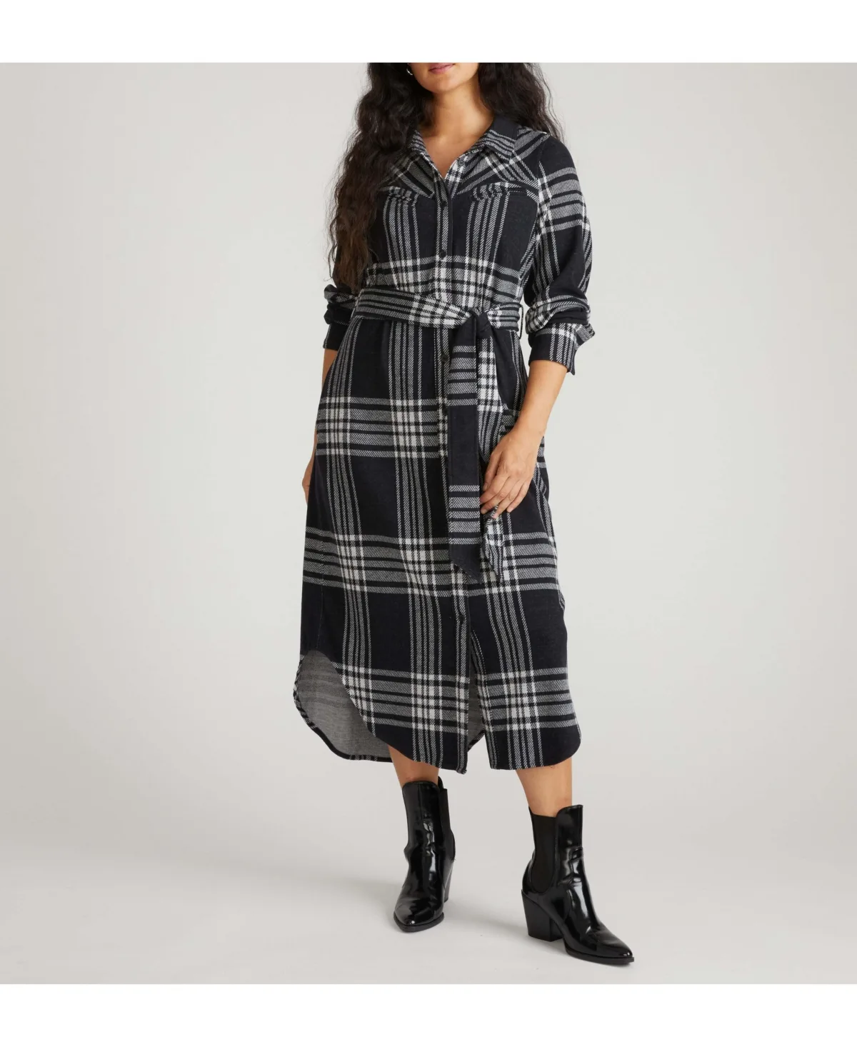 Morgan Belted Stretch Flannel Shirtdress by Universal Standard