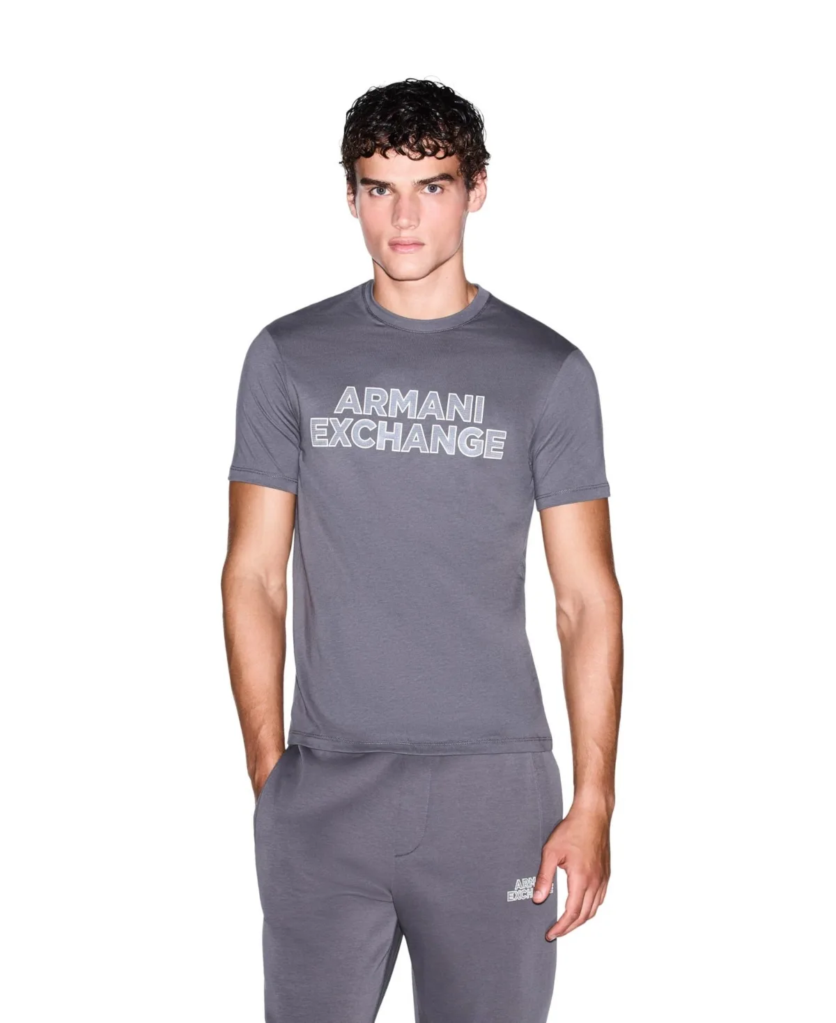 A - x Armani Exchange Statement Logo Slim-Fit T-Shirt by Armani