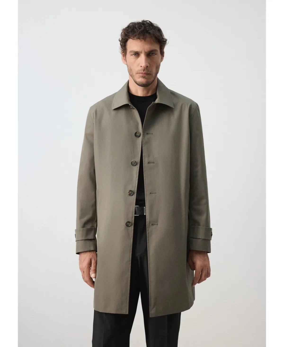 Water-Repellent Straight-Fit Mid-Length Trench Coat