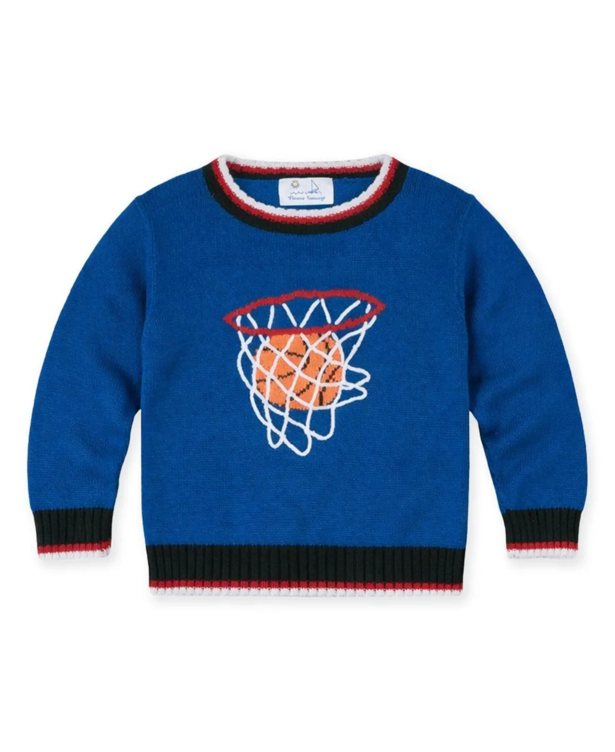 Long-Sleeve Intarsia Basketball Crewneck Sweater by Florence Eiseman
