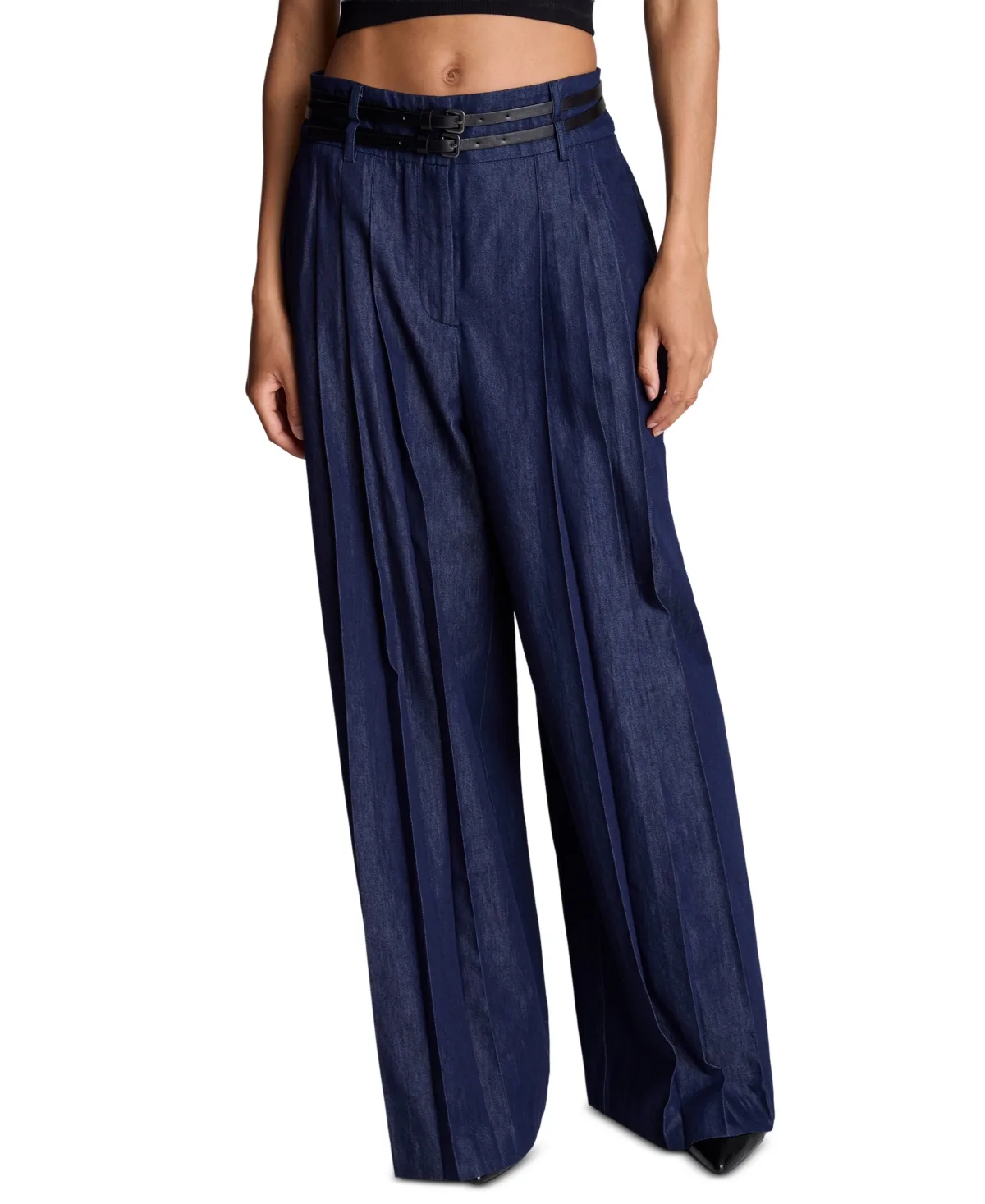 Wide-Leg High-Waisted Pleated Pants by Kenneth Cole