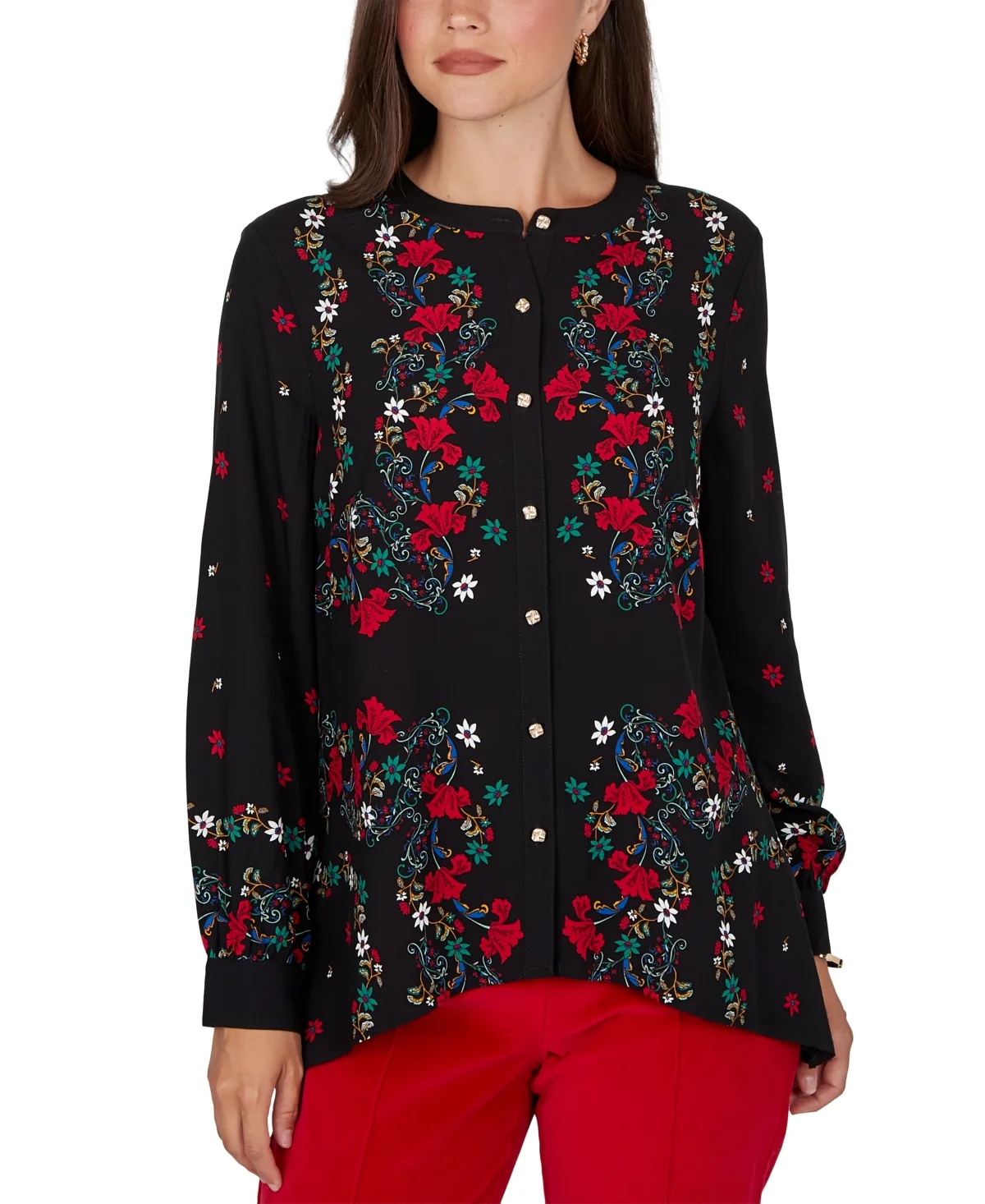 Wov Floral Long-Sleeve Blouse by Ruby Rd