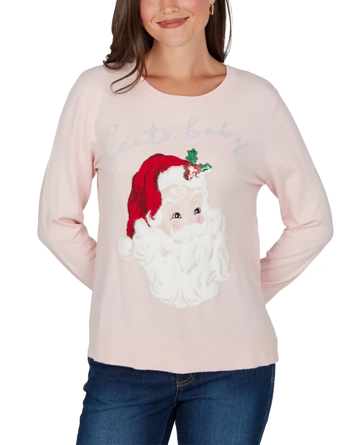 Santa Pullover Holiday Long-Sleeve Sweater by Ruby Rd