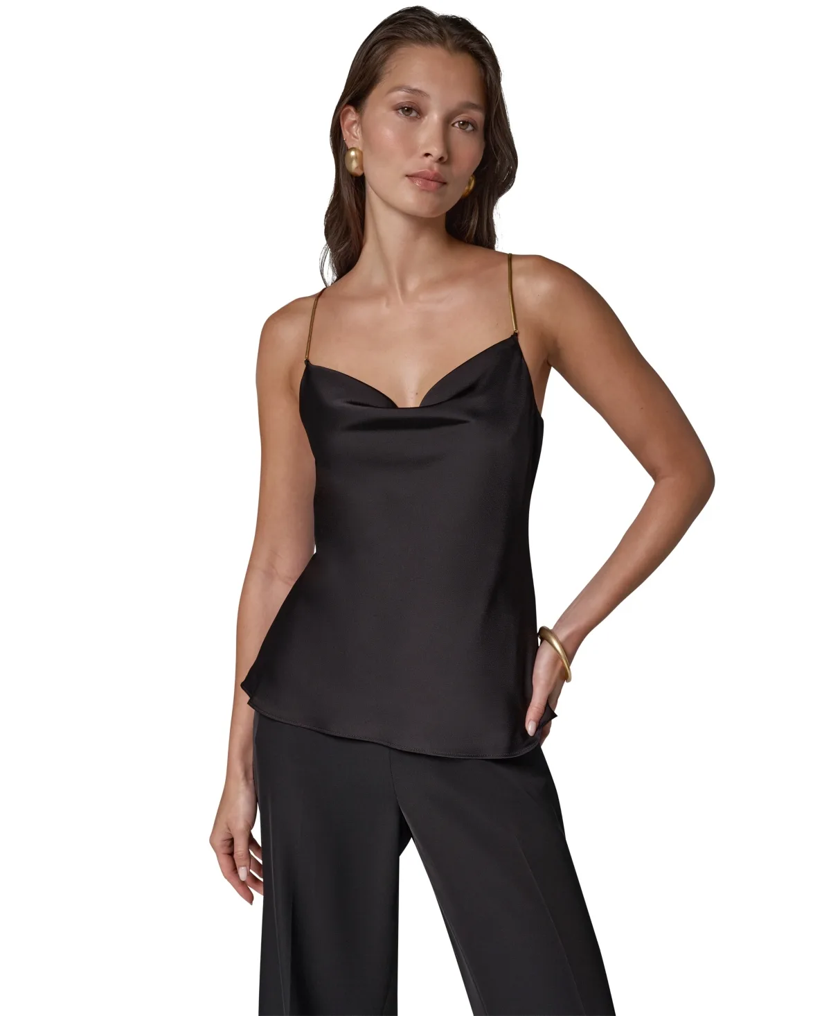 Cowl Neck Sleeveless Chain-Link Straps Camisole