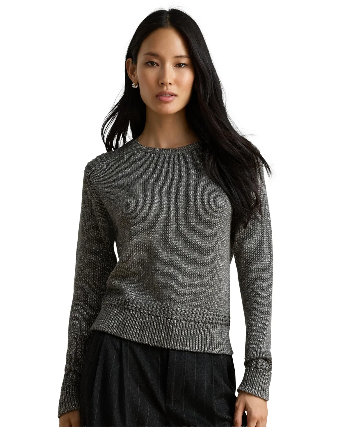 Crewneck Long-Sleeve Cotton-Blend Sweater by Ralph Lauren