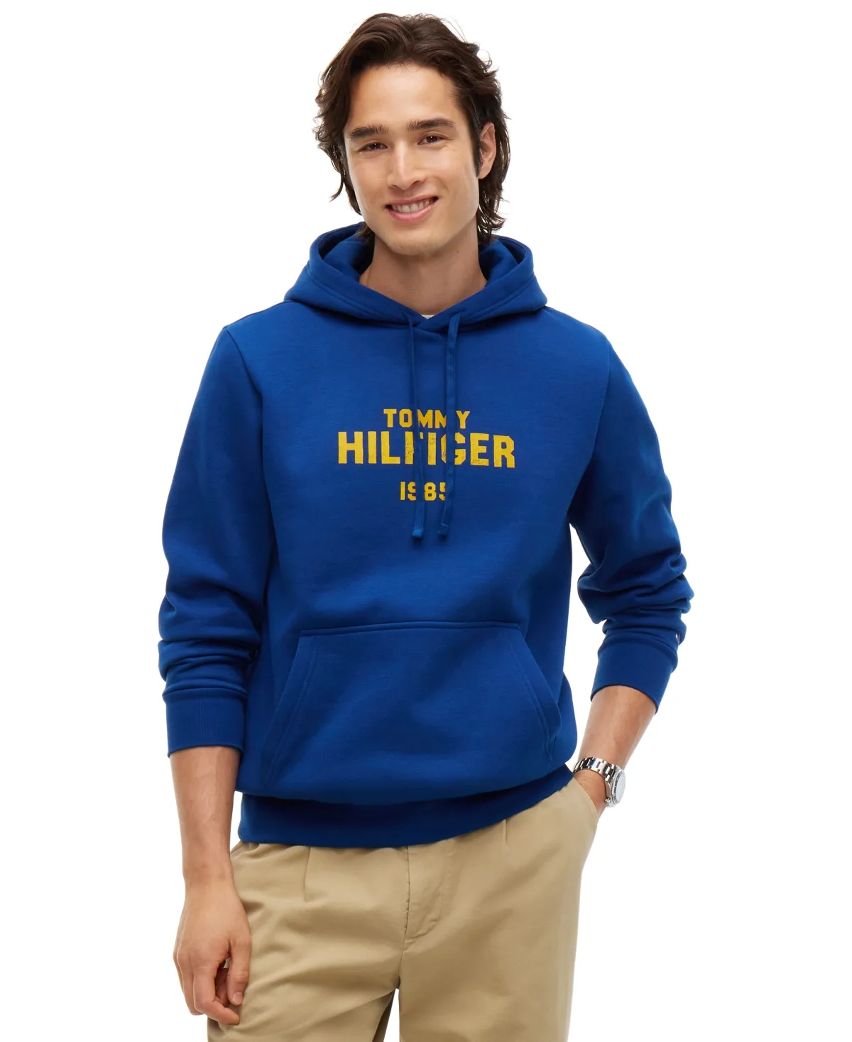 Classic Hilfiger Logo Flex Fleece Graphic Regular-Fit Hoodie by Tommy Hilfiger