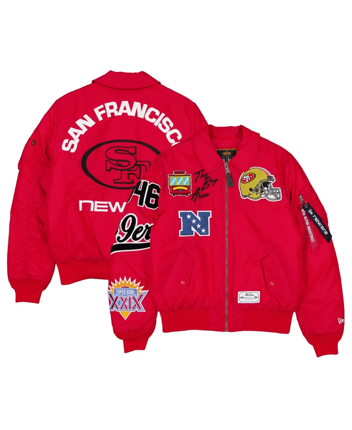 New Era x Alpha Industries San Francisco 49ers Ma-1 Full-Zip Bomber Jacket by New Era