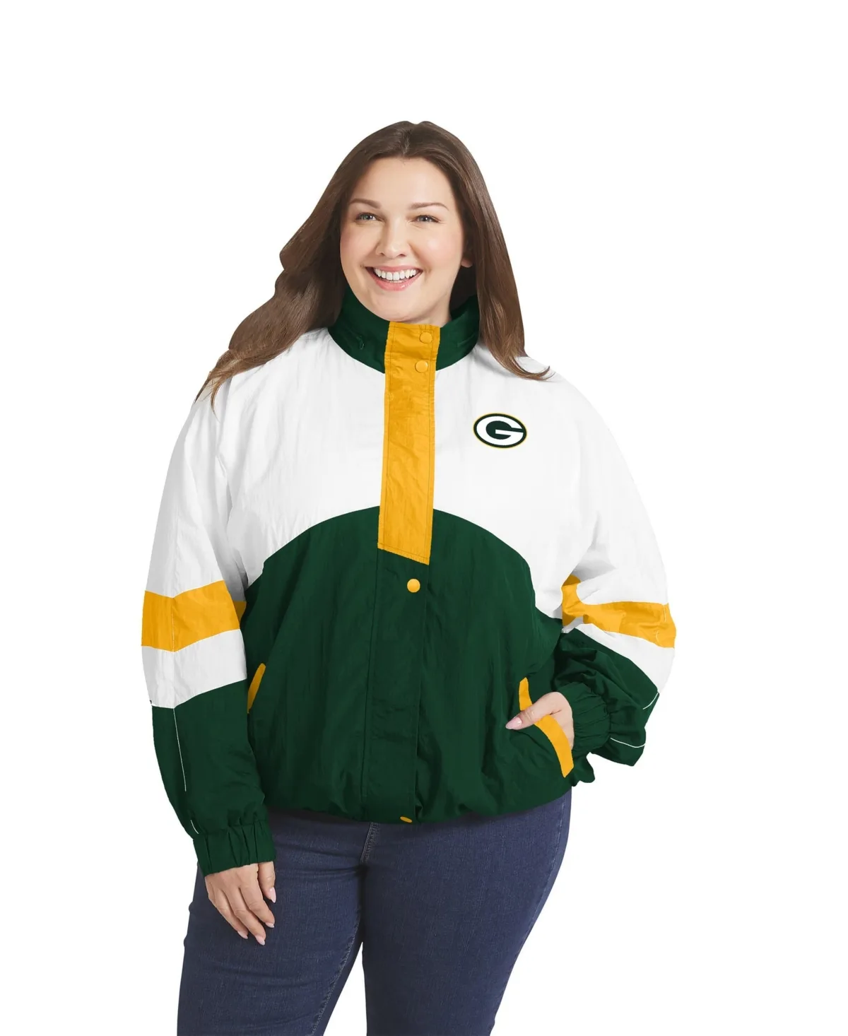 Green Bay Packers Full-Snap Hooded Windbreaker Jacket by Wear by Erin Andrews