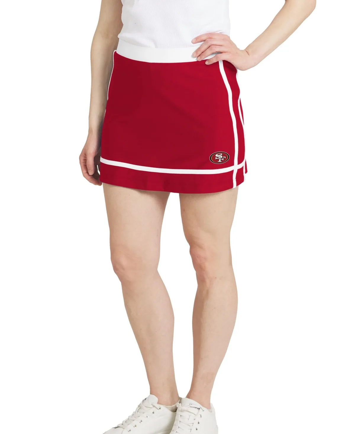 San Francisco 49ers Stripe Built-In Shorts Skort, 3" Inseam by Wear by Erin Andrews