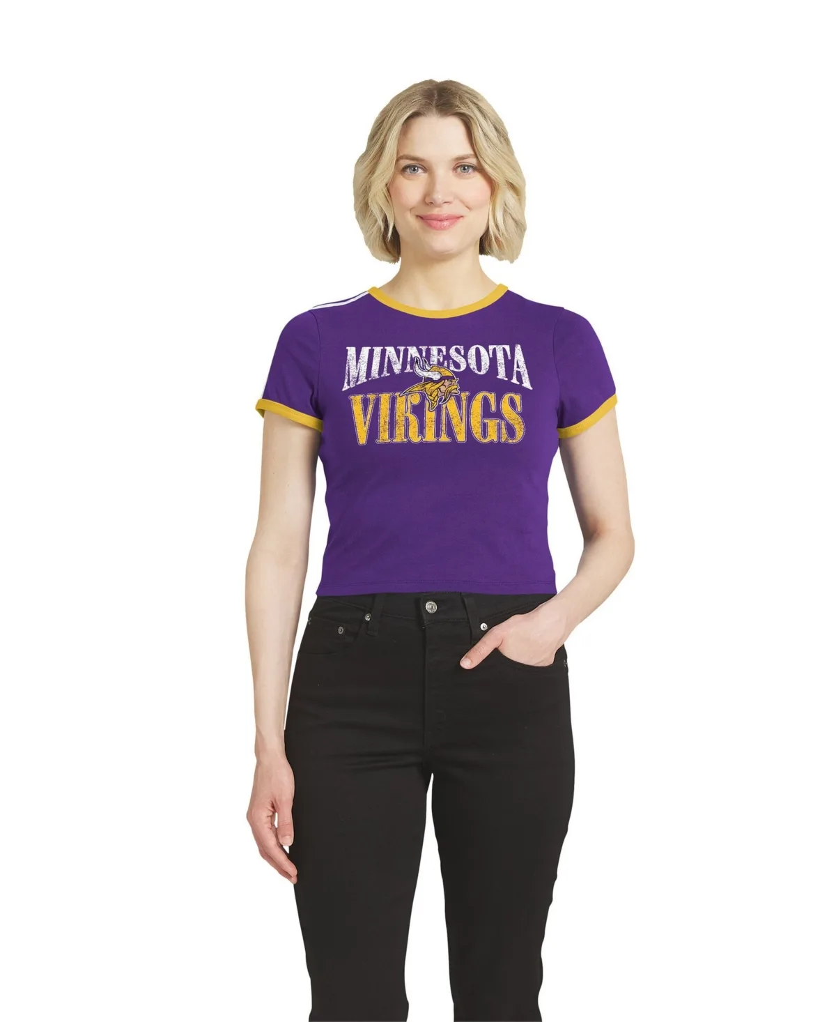 Minnesota Vikings Cropped Throwback T-Shirt by Wear by Erin Andrews