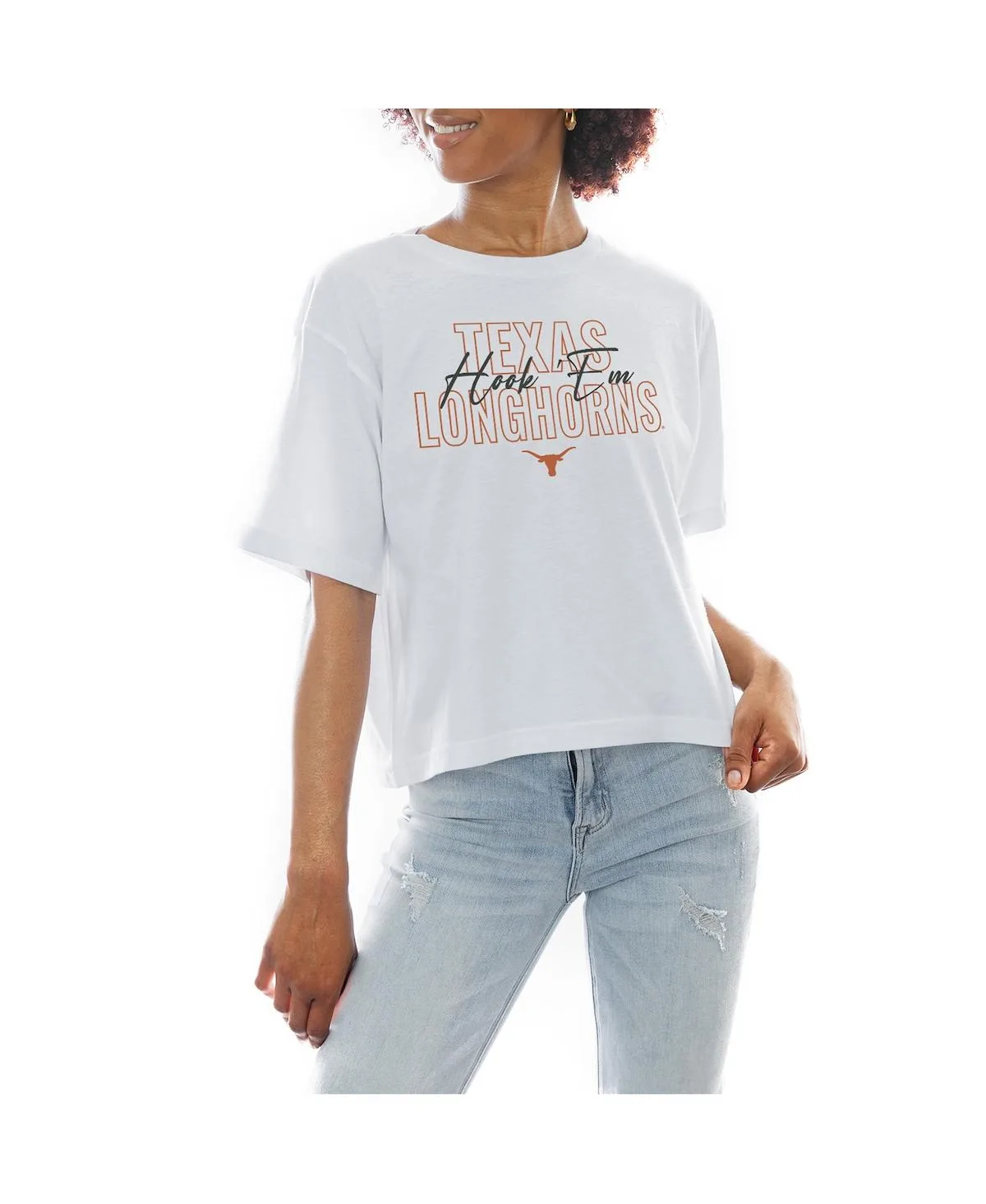 Texas Longhorns Slogan Boxy Fit Cropped T-Shirt by Gameday Couture