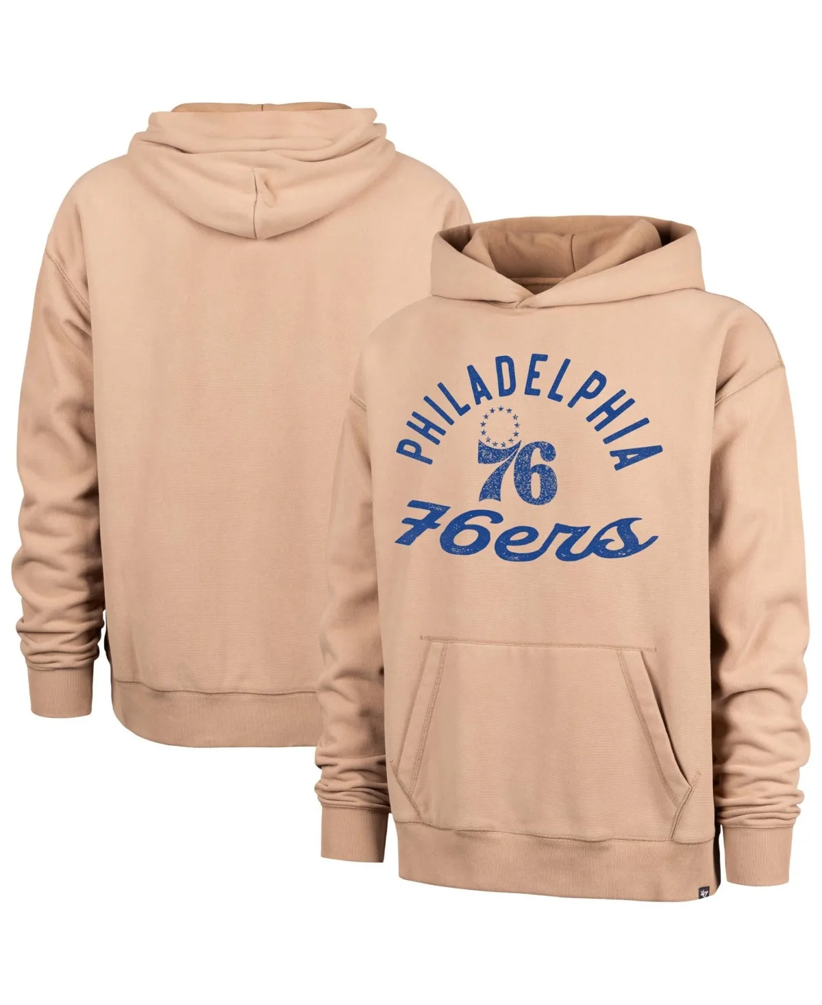Philadelphia 76ers Heavyweight Reverse Weave Distressed Graphic Hoodie by 47 Brand