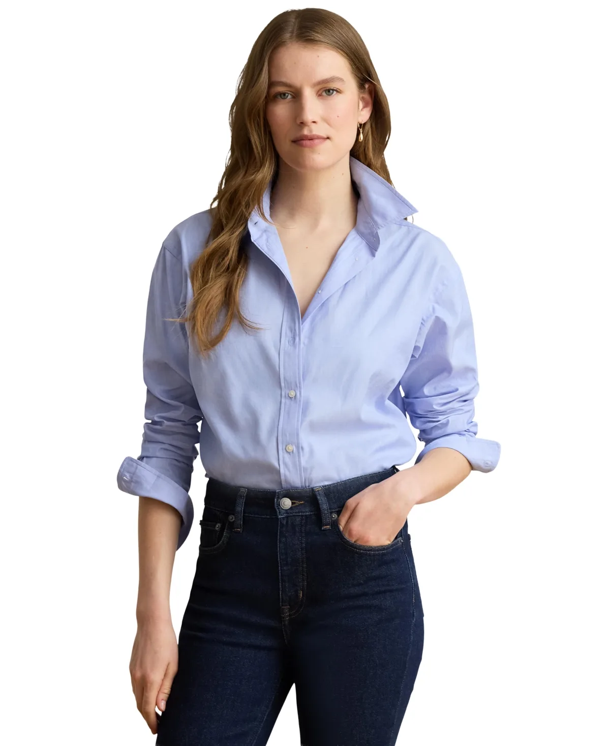Lauren Ralph Lauren Relaxed-Fit End-on-End Cotton Long-Sleeve Button-Up Shirt