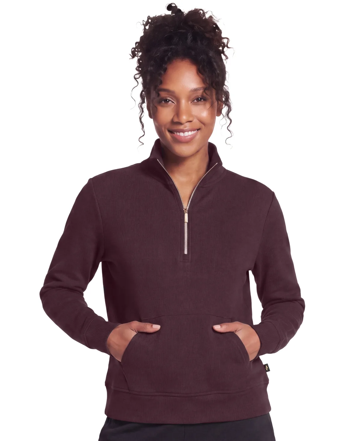 Harmony Luxe Rib 1/4-Zip Mock Neck Long Sleeve Quarter Zip Pullover by Skechers